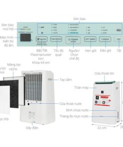 Kích thước máy lọc không khí và hút ẩm Sharp DW-E16FA-W