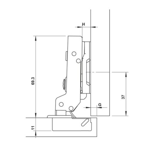 Bản lề trùm ngoài Metalla SM 110° Giảm Chấn Hafele 315.07.114 - Ảnh 3