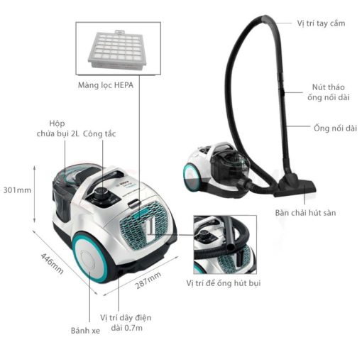 Máy hút bụi dạng hộp Bosch BGS21WHYG - Ảnh 3