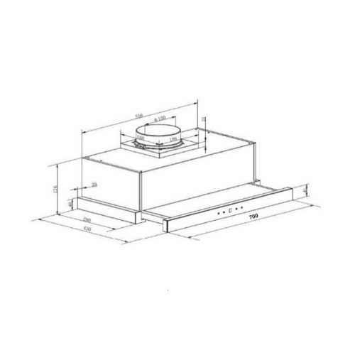 Máy hút mùi âm tủ GrandX GX H70F72G 5 kich thuoc may hut mui am tu grandx gx h70f72g