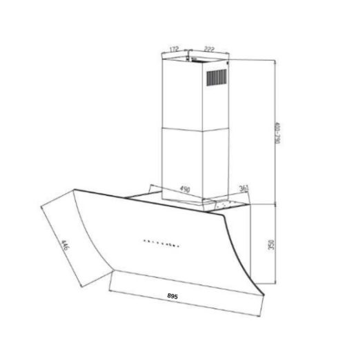 Máy hút mùi áp tường GrandX GX H90F87B 5 kich thuoc may hut mui ap tuong grandx gx h90f87b