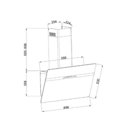 Máy hút mùi áp tường GrandX GX H90S86G 5 kich thuoc may hut mui ap tuong grandx gx h90s86g