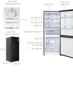 kich thuoc tu lanh 2 canh ngan da duoi inverter 260 lit aqua aqr b310ma fb
