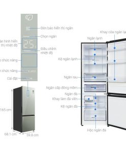 kich thuoc tu lanh 2 canh ngan da duoi inverter 292 lit aqua aqr b350ma gm