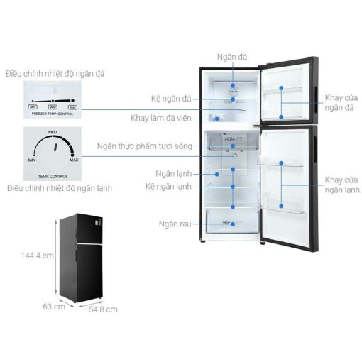 Tủ lạnh 2 cánh ngăn đá trên Inverter 245 lít Aqua AQR-T259FA(FB) - Ảnh 3