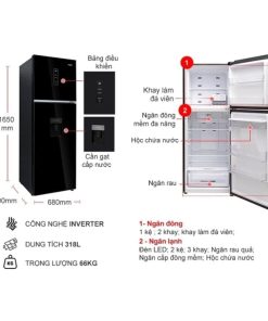 kich thuoc tu lanh 2 canh ngan da tren inverter 318 lit aqua aqr t369fa wgb