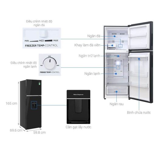 Tủ lạnh 2 cánh ngăn đá trên Inverter 328 lít Aqua AQR-T380FA(WGB) - Ảnh 3