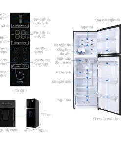 kich thuoc tu lanh 2 canh ngan da tren inverter 347 lit aqua aqr t389fa wgb