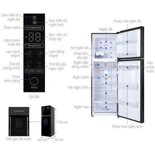 Tủ lạnh 2 cánh ngăn đá trên Inverter 347 lít Aqua AQR-T389FA(WGB) - Ảnh 3