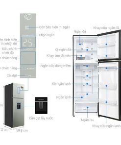 kich thuoc tu lanh 2 canh ngan da tren inverter 347 lit aqua aqr t390fa wgm