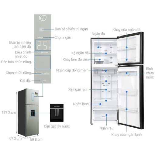 Tủ lạnh 2 cánh ngăn đá trên Inverter 347 lít Aqua AQR-T390FA(WGM) - Ảnh 3