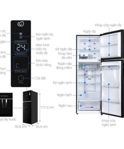 kich thuoc tu lanh 2 canh ngan da tren inverter 347 lit aqua aqr t400fa wfb