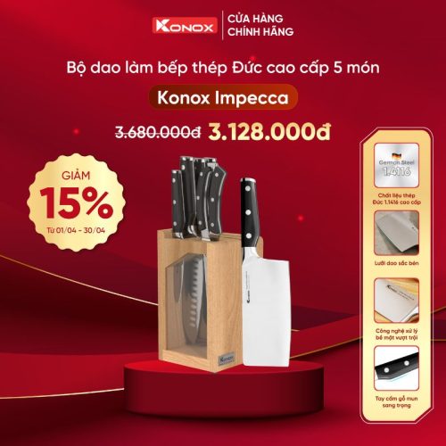 Bộ dao làm bếp cao cấp 5 món Konox Impecca