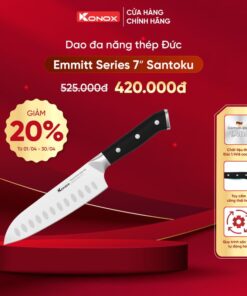 Dao đa năng thép Đức Konox Emmitt Series 7″ Santoku