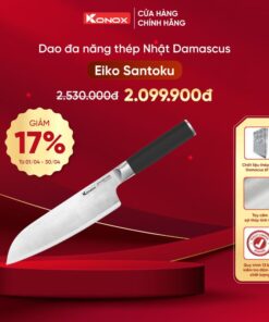 Khuyến mại dao đa năng thép Nhật Konox Damascus Eiko Series 7″ Santoku