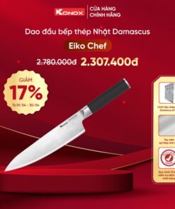 Khuyến mại dao đầu bếp thép Nhật Konox Damascus Eiko Series 8″ Chef Knife