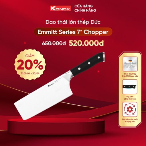 Khuyến mại dao thái lớn thép Đức Konox Emmitt Series 7″ Chopper