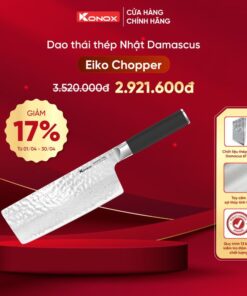 Khuyến mại dao thái thép Nhật Konox Damascus Eiko Series 7″ Chopper