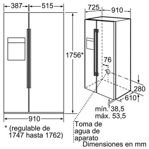 Tủ lạnh Bosch Side by side KAD62S51 Kính Đen - Ảnh 2