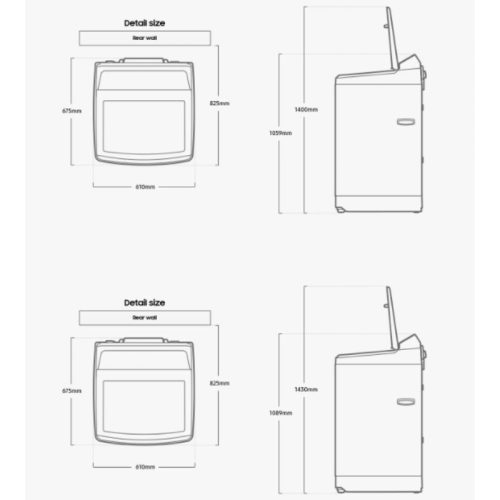 Máy giặt Samsung Inverter 14 kg WA14CG5886BDSV 7 Kich thuoc may giat samsung inverter 14 kg wa14cg5886bdsv