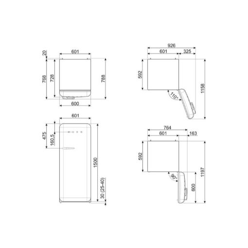 Tủ lạnh đơn Hafele Smeg FAB28RCR5 535.14.545 màu kem - Ảnh 2