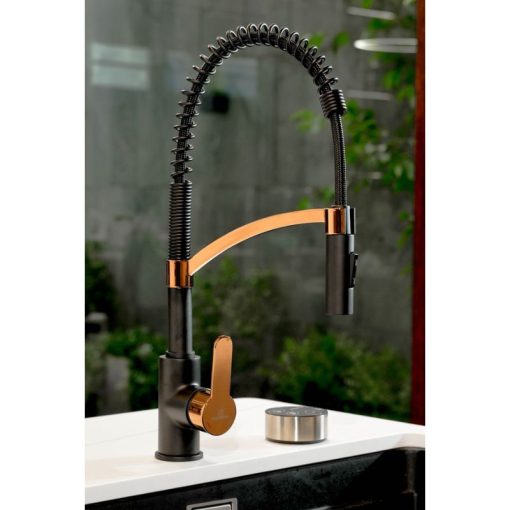 Vòi rửa bát Wasserwerk WK 3 black/rose gold with spiral spring 700557 - Ảnh 2