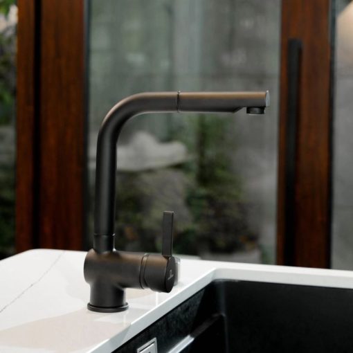 Vòi rửa bát Wasserwerk WK 4 Black 700416 màu đen có dây rút - Ảnh 4