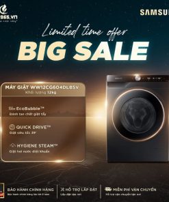 Máy Giặt Samsung AI EcoBubble Inverter 12 kg WW12CG604DLBSV cửa trước
