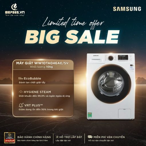 Máy Giặt Samsung Inverter 10 Kg WW10TA046AE/SV cửa trước
