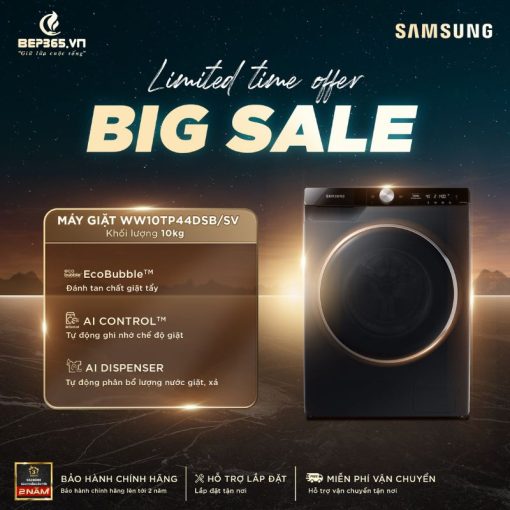 Máy Giặt Samsung Inverter AI 10 Kg WW10TP44DSB/SV cửa trước