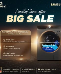 Máy Giặt Sấy Samsung Inverter AI Giặt 11 Kg - Sấy 7 Kg WD11T734DBX/SV