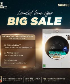 Máy Giặt Sấy Samsung Inverter Giặt 12 Kg - Sấy 8 Kg WD12BB944DGHSV