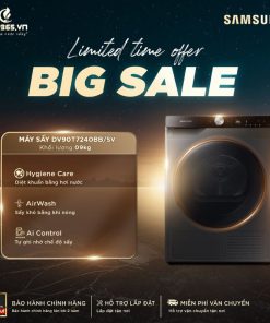 Máy Sấy Bơm Nhiệt Samsung AI Inverter 9 Kg DV90T7240BB/SV