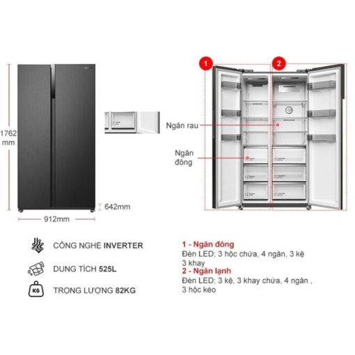 Tủ lạnh 2 cánh side by side 525 lít Hitachi HRSN9552DDXVN - Ảnh 3