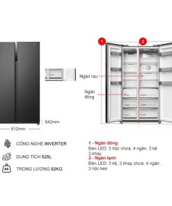 chi tiet tu lanh 2 canh side by side 525 lit hitachi hrsn9552dwdxvn