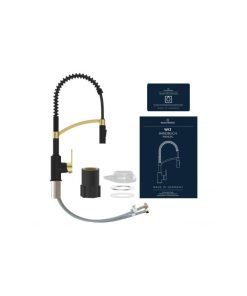 chi tiet voi rua bat wasserwerk wk 3 black matt gold with spiral spring 700558