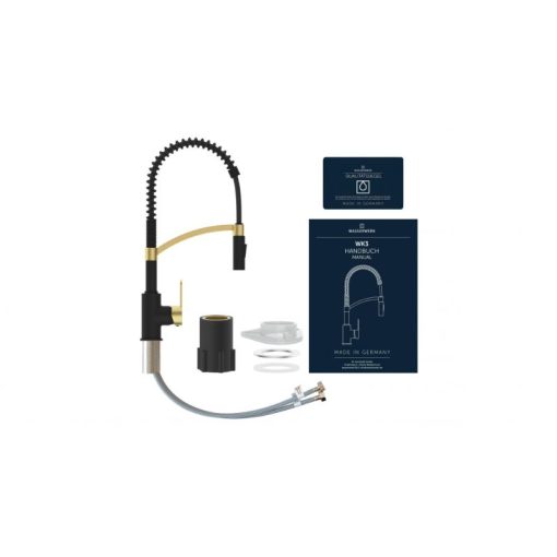 Vòi rửa bát Wasserwerk WK 3 black/matt gold, with spiral spring 700558 - Ảnh 3