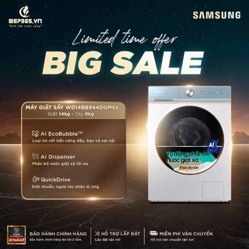 Máy Giặt Sấy Samsung Inverter Giặt 14 Kg - Sấy 8 Kg WD14BB944DGMSV