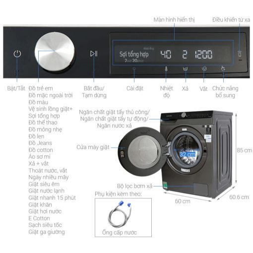 Máy giặt Samsung Inverter 13 kg WA80F13S5BSV - Ảnh 4