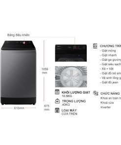 kich thuoc may giat samsung inverter 10 5 kg wa10cg5745bdsv cua tren