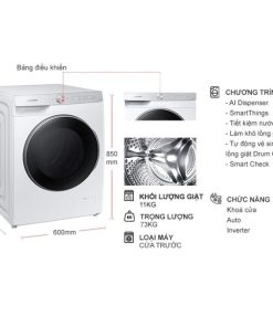 kich thuoc may giat samsung inverter 11 kg ww11cgp44dshsv cua truoc
