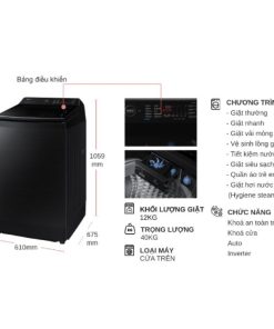kich thuoc may giat samsung inverter 12 kg wa12cg5886bvsv cua tren