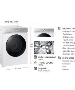 kich thuoc may giat samsung inverter 14 kg ww14bb944dghsv cua truoc