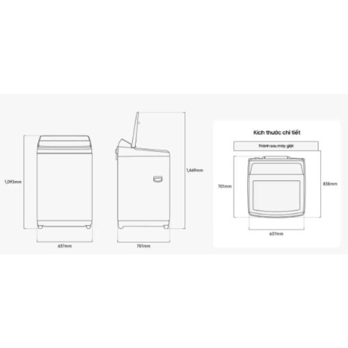 Máy giặt Samsung Inverter 21 kg WA80F21B9BSV 9 kich thuoc may giat samsung inverter 21 kg wa80f21b9bsv