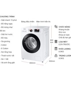 kich thuoc may giat samsung inverter 8 5 kg ww85t4040ce sv