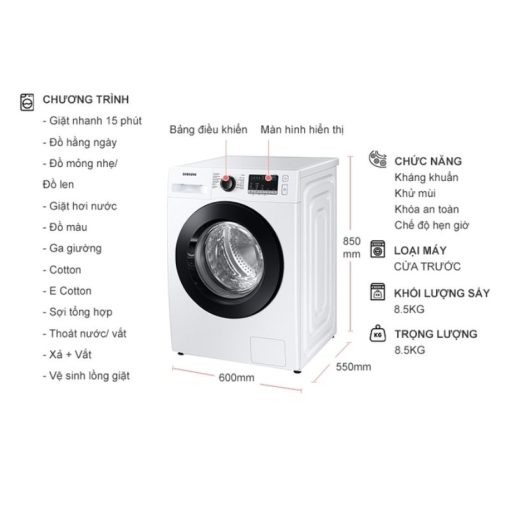 Máy Giặt Samsung Inverter 8.5 Kg WW85T4040CE/SV - Ảnh 3