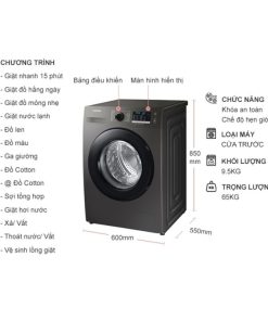 kich thuoc may giat samsung inverter 9 5 kg ww95ta046ax sv cua truoc
