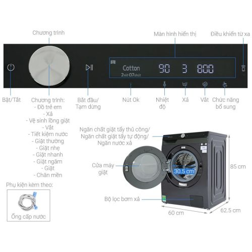 kich thuoc may giat samsung inverter ai 10 kg ww10tp44dsb sv cua truoc