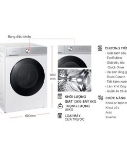 kich thuoc may giat say samsung inverter giat 12 kg say 8 kg wd12bb944dghsv