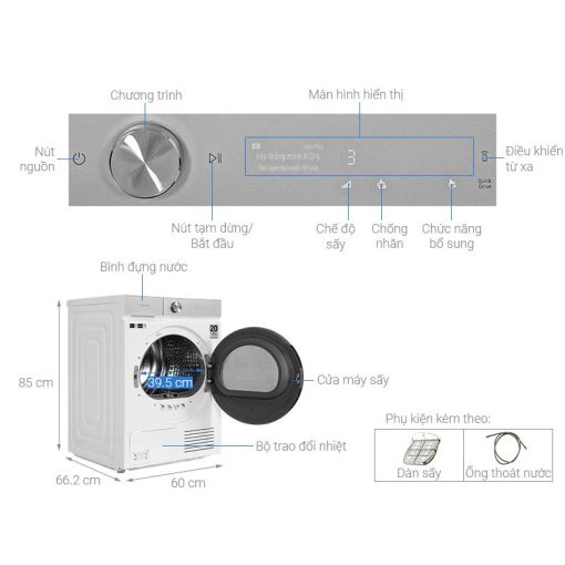 Máy Sấy Bơm Nhiệt Samsung 9 kg DV90BB9440GH/SV - Ảnh 3